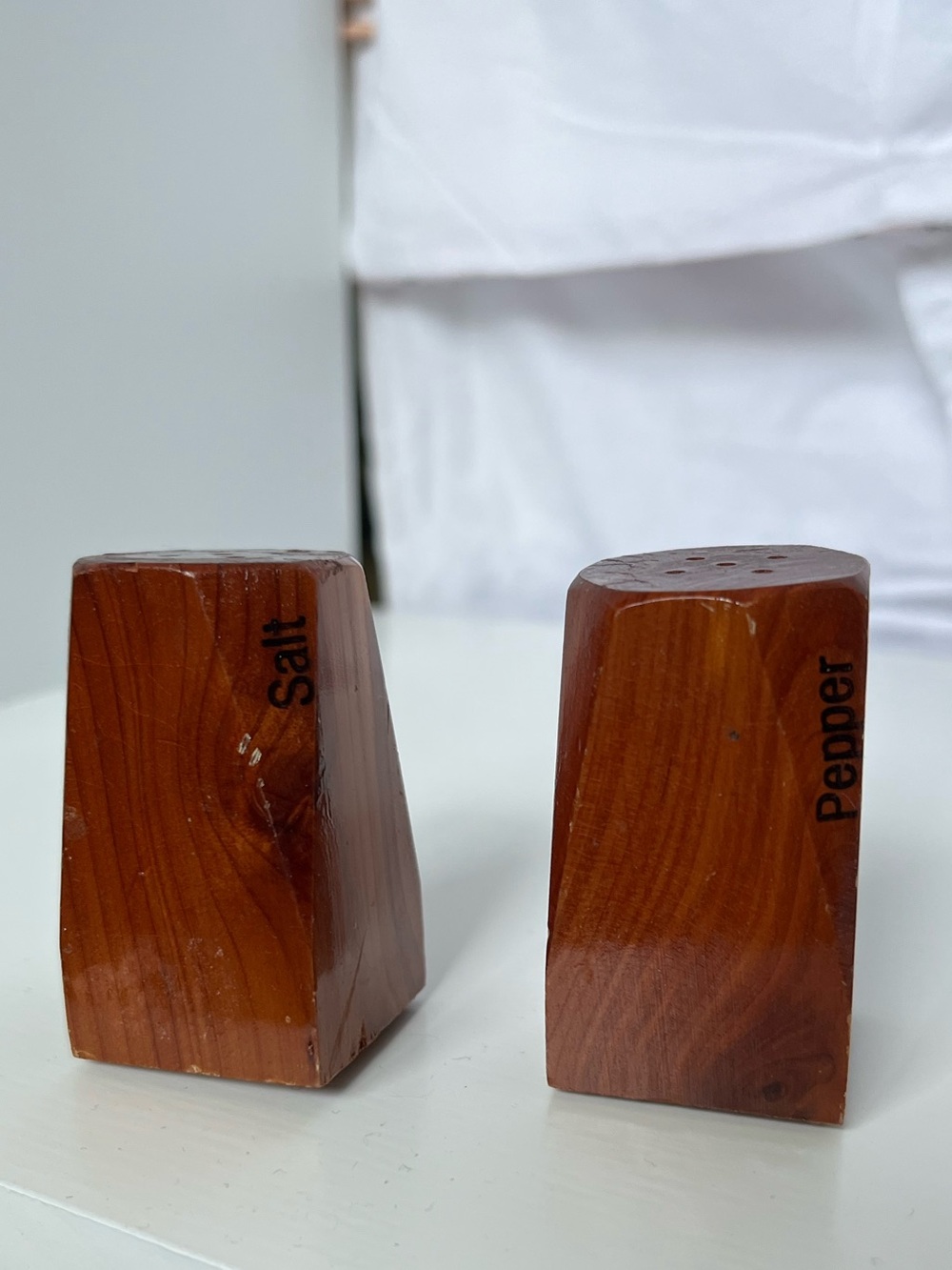 Vintage MCM Wooden Salt and Pepper Shakers warm brown Yoakum Texas